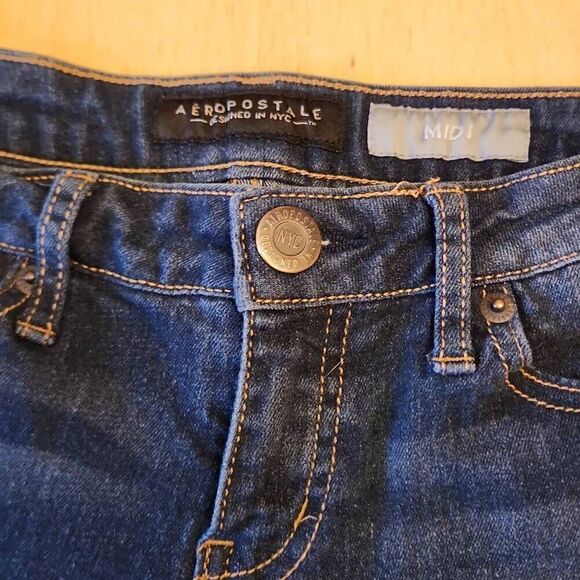 Aeropostale midi dark denim jean shorts women's size 0 - Picture 2 of 3